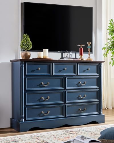 Farmhouse 9-Drawer Dresser with Charging Station for Bedroom - Image 5