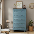 42.7'' Tall 5 Drawer Dresser for Bedroom, Vintage Blue Wood Storage Chest by Scurrty