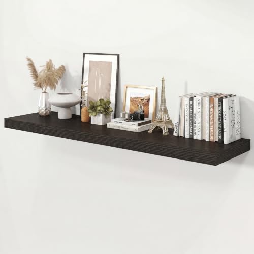 48" Black Floating Shelves 12inch Deep Wall Shelf, Set of 1 by Ornawit