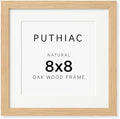 puthiac 8x8 Solid Oak Wood Picture Frame with 4x4 Mat, Natural Oak, 1 Pack by PUTHIAC