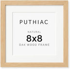 puthiac 8x8 Solid Oak Wood Picture Frame with 4x4 Mat, Natural Oak, 1 Pack by PUTHIAC