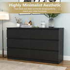 Black Dresser for Bedroom,Modern 6 Drawer Dresser with Deep Drawer,Wide Storage Chest of Drawers,Bedroom Storage Furniture Organizer,TV Stand for Living Room - Image 4