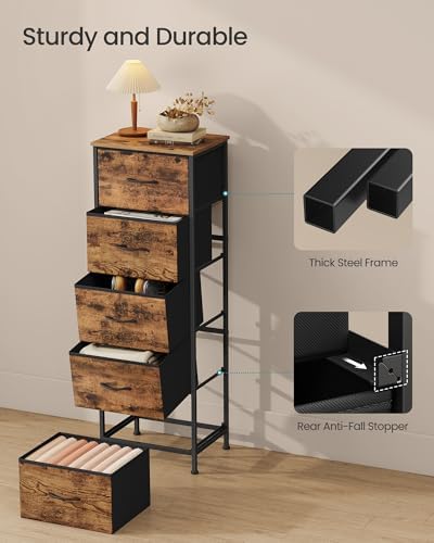 SONGMICS Dresser for Bedroom, Tall Dresser with 5 Fabric Drawers - Image 6
