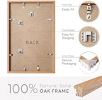 11x17 Picture Frame, Solid Oak Wood 11x17 Poster Frame with Mat to 8x12 - Image 4