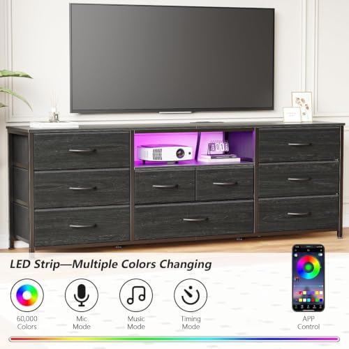 Furnulem 63" Dresser for Bedroom, 9 Drawer Dresser TV Stand for 65"-75" TV - Image 6