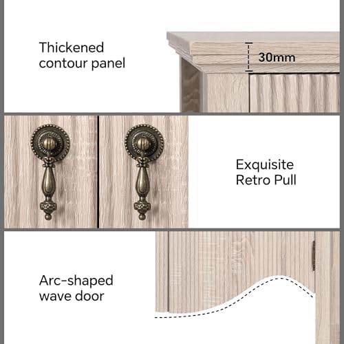 FUSUNBAO Fluted Nightstand with Charging Station & 2 Drawers,Nature Oak - Image 5