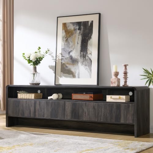 AMERLIFE 70" Modern Curved TV Stand with Storage for TVs Up to 80" by AMERLIFE