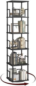 MAHANCRIS 5-Tier Rotating Bookshelf, Freestanding Corner Bookshelf, 360° by MAHANCRIS