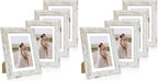 Hongkee 5x7 Picture Frame Set of 4, Made of Real Glass and Distressed White Wooden Frame, 5 by 7 Photo for Wall or Tabletop - Display Picture 4x6 with Mat or 5x7 Without Mat (Pack of 2) by Hongkee