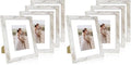 Hongkee 8x10 Picture Frame Set of 4, Made of Real Glass and Distressed White Wooden Frame, 8 by 10 Photo for Wall or Tabletop - Display Picture 5x7 with Mat or 8x10 Without Mat (Pack of 2) by Hongkee