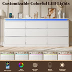 9 Drawer Dresser for Bedroom, 63" Long White Chest of Drawers w/LED Lights - Image 4