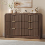 Decofy 47" W Fluted 6-Drawer Dresser for Bedroom, Walnut - Image 4