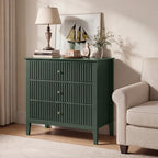 RoyalCraft Fluted 3 Drawer Dresser, 32 inch Wide Dresser Nightstand for Bedroom, Modern Wood Chest of Drawers, Large Painted Nightstand with 3 Drawers for Closet, Hallway, Entryway, Dark Green - Image 6