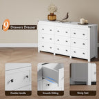 Xixini 59.1" Wide 9-Drawer Farmhouse Dresser for Bedroom, White - Image 5
