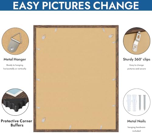 Hongkee 22x28 Frame Set of 4, 22 x 28 Rustic Brown Wood Style(Mat 18x24) - Image 5