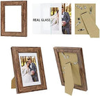 Hongkee 4x6 Picture Frame Set of 4, with Real Glass and Rustic Brown Wooden Frame, 4 by 6 Photo for Wall or Tabletop - Display Picture 3.5x5 with Mat or 4x6 Without Mat - Image 2