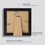 Hongkee 6x6 Picture Frame Set of 4, Made of Glass and Rustic Black Wooden Frame - Display Picture 4x4 with Mat or 6 x 6 Without Mat, 6x6 Photo for Wall or Tabletop - Image 3