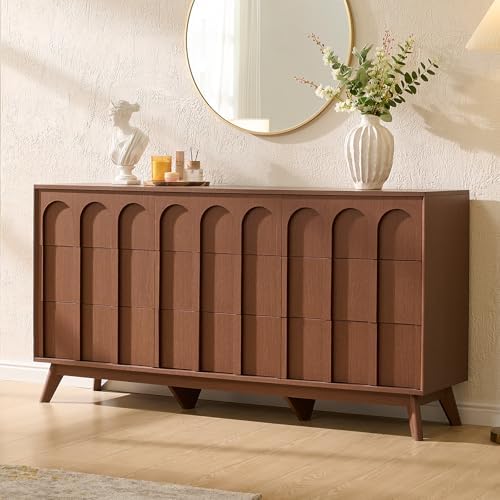 Oak&Sparrow Mid Century Dresser for Bedroom, 9 Drawer Dresser with Arched Front, 63'' Wide Chest of Drawers Wood Storage Organizer for Living Room by OakSparrow