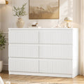 Jocoevol 6 Drawer Fluted Dresser, Modern Chest of Drawers for Bedroom with Hidden Handles, Wood Storage Organizer Cabinet for Living Room & Entryway, White (15.7" D x 47.3" W x 31.6" H) by JOCOEVOL