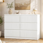 Jocoevol 6 Drawer Fluted Dresser, Modern Chest of Drawers for Bedroom with Hidden Handles, Wood Storage Organizer Cabinet for Living Room & Entryway, White (15.7" D x 47.3" W x 31.6" H) by JOCOEVOL