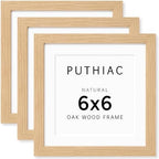 puthiac 6x6 Solid Oak Wood Picture Frames, Natural Oak, 3 Pack by PUTHIAC