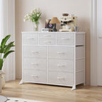 LUMTOK 10 Drawers Dresser with Fabric Bins for Bedroom,Closets，Light Gray by LUMTOK