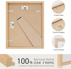 puthiac 6x8 Solid Oak Wood Picture Frame with 5x7 Mat, Natural Oak, 1 Pack - Image 3