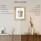 Hongkee 6x8 Picture Frame Set of 4, Made of Real Glass and Natural Oak Frame - Display Picture 4x6 with Mat or 6x8 Without Mat, 6 by 8 Photo for Wall or Tabletop - Image 4