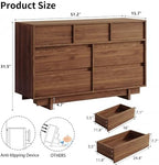 HOUROM Walnut Dresser for Bedroom, 51in Modern 7 Drawer Chest of Drawers - Image 2