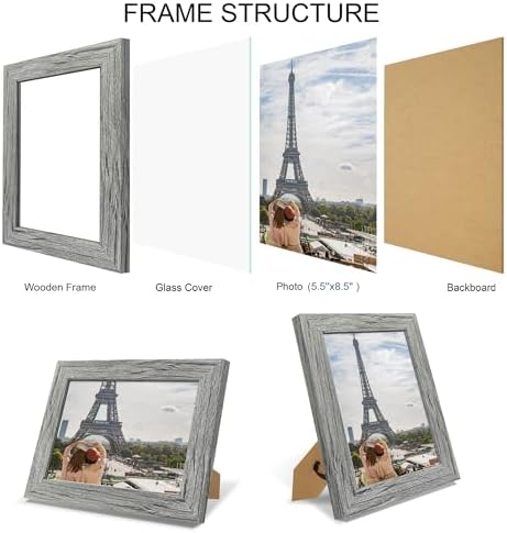 Hongkee 5.5 x 8.5 Diploma Frame Set of 4, Made of Real Glass and Grey Frame, 5.5 by 8.5 Photo for Wall or Tabletop - Image 3