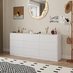 Bobve 70.9” Dresser for Bedroom with 9 Drawers, Large Modern Chest of Drawers with Deep Drawers, Wide Double Dresser Handle Free, Storage Organizer for Bedroom, Living Room, Hallway (White) - Image 4