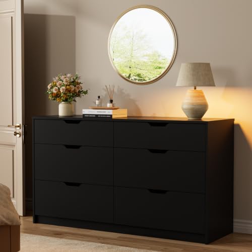 YESHOMY Black Dresser for Bedroom, 47.2" Modern Wood Chest with 6 Drawers - Image 6