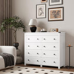 Xixini 47.2" Wide 8-Drawer Farmhouse Dresser for Bedroom, White - Image 2