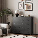 Xixini 47.2" Wide 8-Drawer Farmhouse Dresser for Bedroom, Black - Image 2