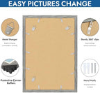 Hongkee 13x19 Picture Frame Set of 4, 13 x 19 Grey Wood Style(Mat 11x17) - Image 5