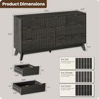 54" Wide Fluted 7 Drawers Dresser for Bedroom,Curved Edge,Black - Image 2