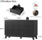 Xixini Fluted Dresser with 6 Drawers, 54" Wide Modern Chest of Drawers with Metal Handle, Wooden Dresser TV Stand, Wood Closet Clothes Storage Organizer for Bedroom, Living Room, Hallway, Solid Black - Image 2