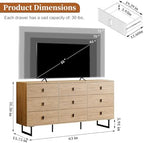 Chrangmay Modern Chest of Drawers with 9 Drawers,Deep Drawers,Clothes Organizer,Large Storage Cabinet for Living Room, Bedroom,Hallway,with Anti-Tipping Device,Natural - Image 3