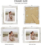 Hongkee 9x11 Picture Frame Set of 4, Made of Real Glass and Distressed White Frame - Display Picture 7x9 with Mat or 9x11 Without Mat, 9 by 11 Photo for Wall or Tabletop - Image 2