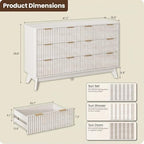 47" Wide Fluted 6 Drawers Dresser for Bedroom,Curved Edge,White - Image 2