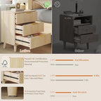 3 Drawers Nightstands Set of 2 w/Charging Station, Modern Fluted Dresser - Image 5