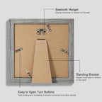 Hongkee 8x8 Picture Frames Set of 4, Made of Glass and Grey Wooden Frame - Display Picture 6x6 with Mat or 8 x 8 Without Mat, 8 by 8 Photo for Wall or Tabletop - Image 3