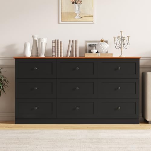 Furnify 9 Drawer Dresser, 59" Wide Dresser for Bedroom, Black - Image 7