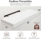 30" White Floating Shelves 12inch Deep Wall Shelf, Set of 2 - Image 2