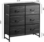WLIVE Dresser for Bedroom with 6 Drawers, Charcoal Black Wood Grain Print - Image 3