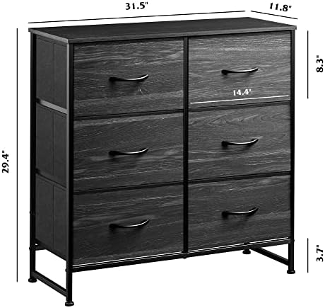WLIVE Dresser for Bedroom with 6 Drawers, Charcoal Black Wood Grain Print - Image 3