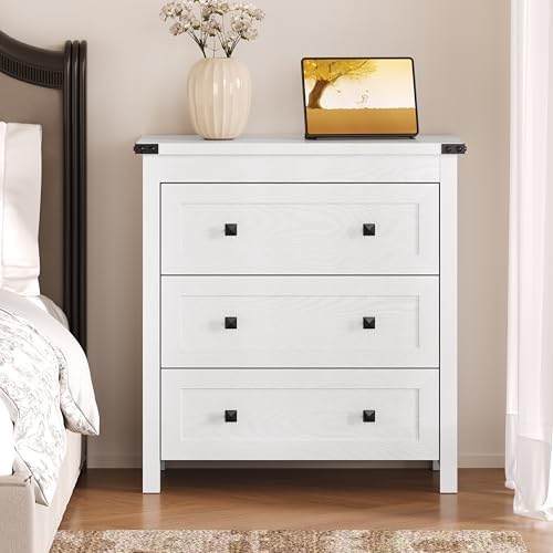 BORNOON 3-Drawer Dresser, Small Wooden Chest of Drawers with Metal Knobs, Water-Resistant Top, Storage Organizer with Anti-Tip Kit for Bedroom, Nursery, Living Room - Image 3