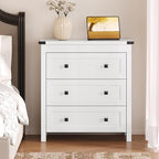 BORNOON 3-Drawer Dresser, Small Wooden Chest of Drawers with Metal Knobs, Water-Resistant Top, Storage Organizer with Anti-Tip Kit for Bedroom, Nursery, Living Room - Image 3