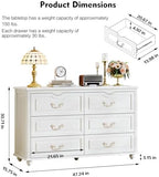 Chrangmay Modern Chest of Drawers with 6 Drawers,Deep Drawers,Clothes Organizer,Large Storage Cabinet for Living Room, Bedroom,Hallway,with Anti-Tipping Device,White - Image 2
