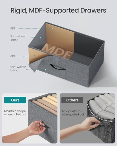 SONGMICS Dresser for Bedroom, Wide Dresser with 5 Fabric Drawers - Image 5